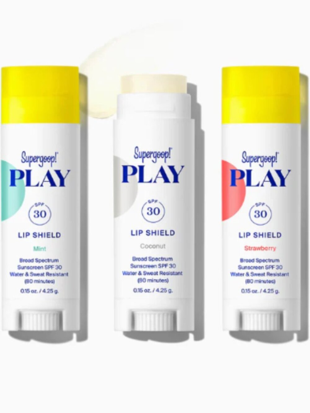 NWT Supergoop PLAY Lip Shield SPF 30 Tropical Set 3 Pack 0.15 fl. oz. each